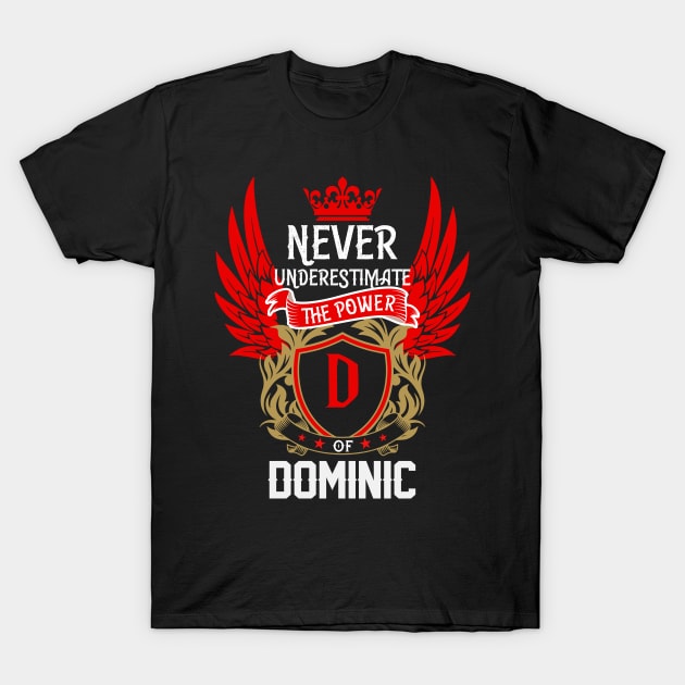 Never Underestimate The Power Dominic | Dominic First Name, Dominic Family Name, Dominic Surname T-Shirt by TuckerMcclainKNVUu